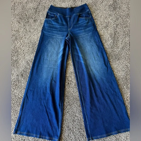 Halara Flex High Waisted Wide Leg Washed Jeans Dark Blue Size Small - Picture 7 of 15